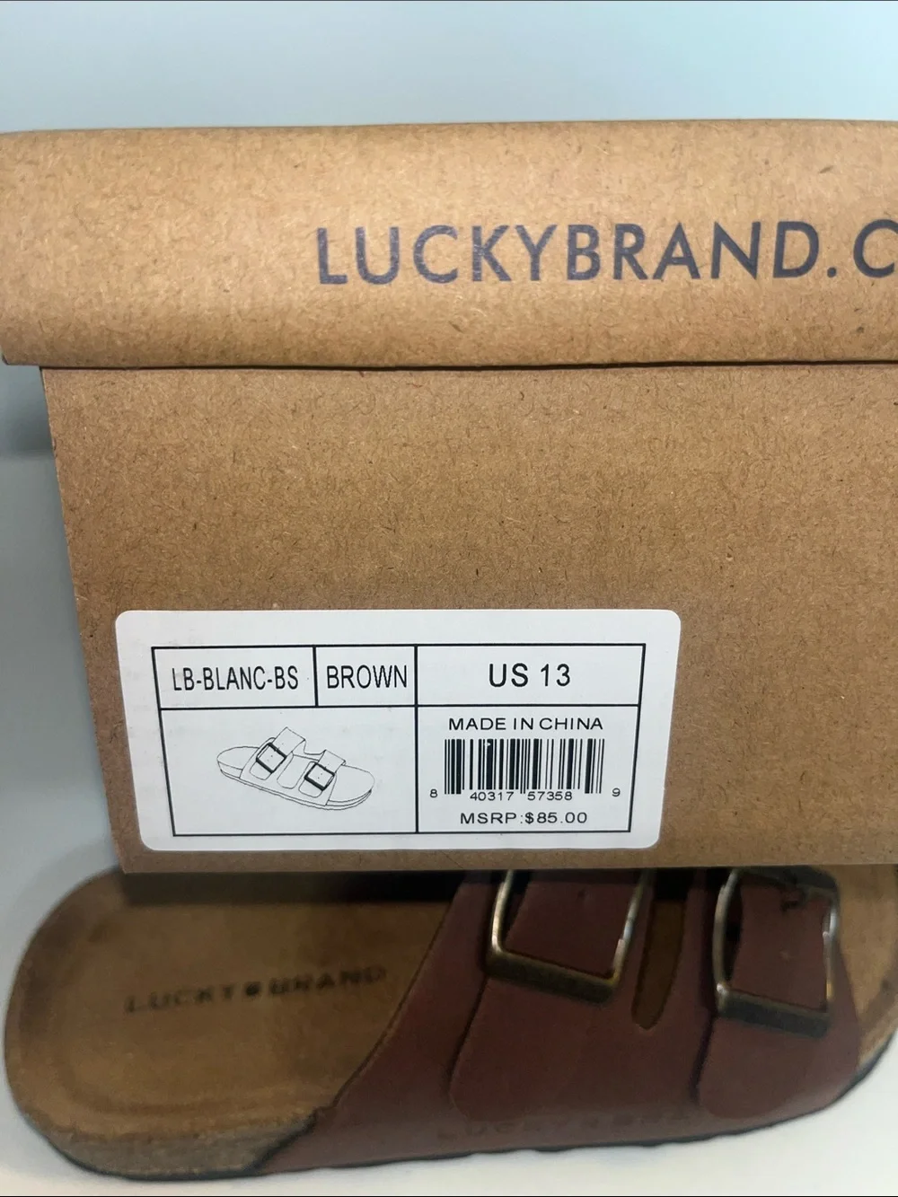 Lucky Brand Sz 13 Blanc Kids Sandals Double Strap Buckle Slide Suede Cork